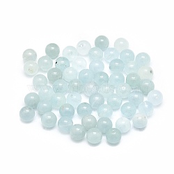 Natural Aquamarine Beads, Round, 6mm, Hole: 0.8mm(G-E575-A01)