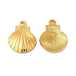 Ion Plating(IP) 304 Stainless Steel Pendants, Shell Charm, Golden, 20.5x16x2.5mm, Hole: 1.6mm(STAS-E182-15G)