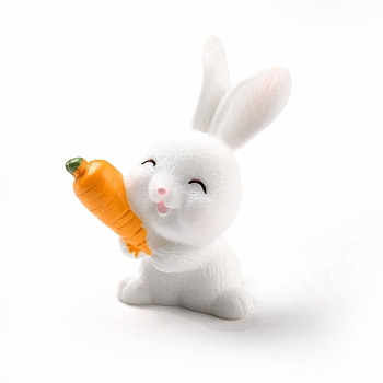Opaque Resin Cabochons, Rabbit with Carrot, Orange, 40x30x25mm
