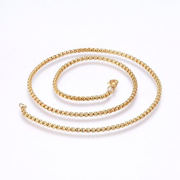 304 Stainless Steel Box Chain Necklaces, with Lobster Claw Clasps, Golden, 17.7 inch(45cm), 2mm