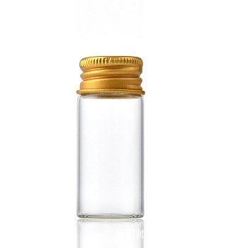 Glass Bottles Bead Containers, Screw Top Bead Storage Tubes with Golden Plated Aluminum Cap, Column, Clear, 2.2x6cm, Capacity: 12ml(0.41fl. oz)