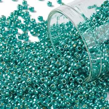 TOHO Round Seed Beads, Japanese Seed Beads, (PF569) PermaFinish Turquoise Metallic, 11/0, 2.2mm, Hole: 0.8mm, about 1110pcs/10g