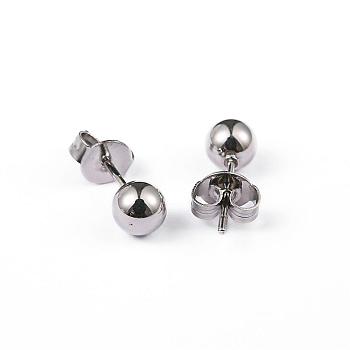 304 Stainless Steel Ball Stud Earrings, Hypoallergenic Earrings, Stainless Steel Color, 15x5mm, Pin: 0.8mm, 10pairs/board