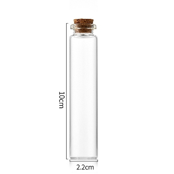Glass Bottle, with Cork Plug, Wishing Bottle, Column, Clear, 2.2x10cm, Capacity: 25ml(0.85fl. oz)