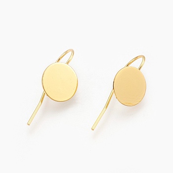 Brass Earring Hooks, Nickel Free, Golden, Tray: 10mm, 24x10x0.5mm, Pin: 0.7mm