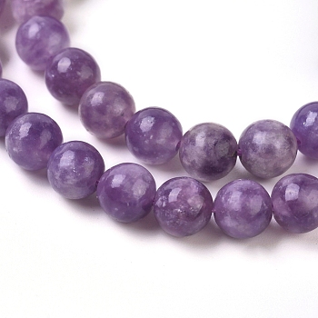 Natural Lepidolite/Purple Mica Stone Beads Strands, Round, 6.5mm, Hole: 0.8mm, about 62pcs/Strand, 15.55 inch(39.5cm)