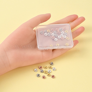 40Pcs 4 Colors Brass with Crystal Rhinestone Spacer Beads(KK-YW0001-39)-6