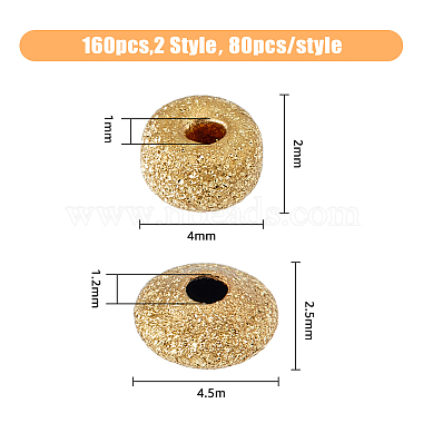160Pcs 2 Style Brass Textured Spacer Beads(FIND-HY0001-74)-2