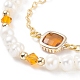 Natural Pearl & Glass Beaded Multi-strand Bracelet with Brass Cable Chains for Women(BJEW-TA00077-03)-5
