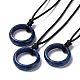 collier pendentif bague en lapis-lazuli naturel avec cordons cirés(NJEW-R262-01A-04)-1