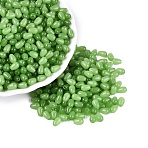 Imitation Jade Glass Beads, Teardrop, Pale Green, 6x4x4mm, Hole: 1mm, about 6666pcs/1000g(GLAA-Q113-01A-B05)