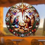 Nativity Acrylic Flat Round & Easter Jesus Pendant Decorations, for Interior Car View Mirror Hanging Ornament, Colorful, 80mm(PW-WG909FD-02)