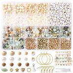 DIY Earrings/Bracelet Making Kits, Including Gemstone & Acrylic & CCB & ABS Plastic Beads, Iron Jump Ring, Brass Hoop Earring Findings, Iron Earring Hook, Tassel 
Pendant and Elastic Thread, Mixed Color, 5~8x5~8mm, Hole: 1mm(DIY-FS0009-99)