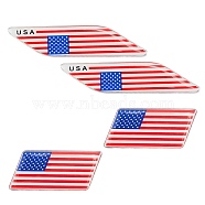 Zinc Alloy High-temperature Baking Car Stickers, DIY Car Decorations, Flag of the United States Pattern, Parallelogram, Platinum, 33.5x73.5x2.5mm(DIY-FH0001-17)