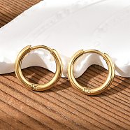 Ion Plating(IP) 304 Stainless Steel Huggie Hoop Earrings, Hypoallergenic Earrings, with 316 Surgical Stainless Steel Pin, Real 18K Gold Plated, 12 Gauge, 14x2mm, Pin: 1mm, Inner Diameter: 10mm(EJEW-F111A-14mm-G)