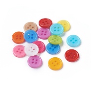 Acrylic Sewing Buttons, Plastic Shirt Buttons for Costume Design, 4-Hole, Dyed, Flat Round, Mixed Color, 12x2mm, Hole: 1mm(BUTT-E076-A-M)