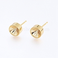 304 Stainless Steel Stud Earring Settings, for Pointed Back Rhinestone, Golden, Fit for 6mm Rhinestone, 14.5x7mm, Pin: 0.8mm(STAS-I088-H-02G)