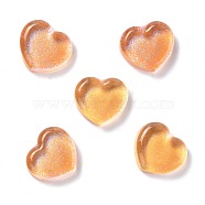 Transparent Resin Cabochons, with Glitter, Heart, Dark Orange, 18x19.5x6.5mm(X-CRES-P019-04E)