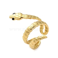 304 Stainless Steel Enamel Cuff Rings, Snake, Real 18K Gold Plated, Adjustable(RJEW-M171-10G)