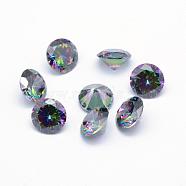 Cubic Zirconia Pointed Back Cabochons, Grade A, Faceted, Diamond, Colorful, 8x4.6mm(ZIRC-M002-8mm-010)