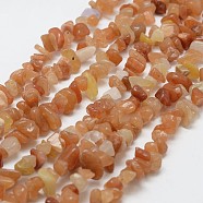 Natural Red Aventurine Beads Strands, Chip, Salmon, 3~5x7~13x2~4mm, Hole: 0.4mm, about 31.5 inch(80cm)(G-F328-09)