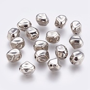 CCB Plastic Beads, Nuggets, Platinum, 11.5x10x11mm, Hole: 1.5mm(CCB-F008-11P)