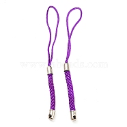 Polyester Cord Mobile Straps, with Platinum Plated Iron Findings, Dark Violet, 8~9cm(FIND-G063-02P-11)