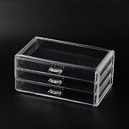 3 Compartments Plastic Jewelry Storage Boxes, Rectangle, Clear, 140x245x110mm(OBOX-O002-05)