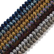 Electroplated Natural Lava Rock Beads Strands, Rondelle, Saucer Beads, Mixed Color, 6x4mm, Hole: 1mm, about 94pcs/strand, 15.94''(40.5cm)(G-A234-F02-01)