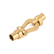 Ion Plating(IP) 304 Stainless Steel Magnetic Clasps with Glue-in Ends, Real 18K Gold Plated, 38.5x13.5x8.5mm, Hole: 5mm(STAS-K282-02G)