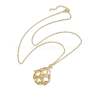 Crystal Stone Cage Pendant Necklaces, with Brass Slider, 304 Stainless Steel Cable Chain Necklaces, Golden, 23.46 inch(59.6cm)(NJEW-JN04759-03)