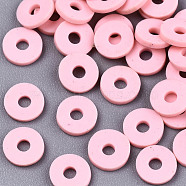 Handmade Polymer Clay Beads, for DIY Jewelry Crafts Supplies, Disc/Flat Round, Heishi Beads, Pink, 8x1mm, Hole: 2mm, about 13000pcs/1000g(CLAY-Q251-8.0mm-86)