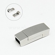 304 Stainless Steel Magnetic Clasps with Glue-in Ends, Rectangle, 23x7.5x6mm, Hole: 3x5mm(STAS-I011-17)