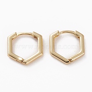 Brass Huggie Hoop Earrings, Long-Lasting Plated, Polygon, Golden, 14x13.5x2mm, Pin: 1mm(EJEW-C502-10G)
