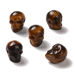 Natural Tiger Eye Beads, Halloween Skull, 11~11.5x8.5~9x11~11.5mm, Hole: 0.9~1mm(G-C038-01K)