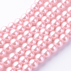 Baking Painted Pearlized Glass Pearl Round Bead Strands, Pink, 10~11mm, Hole: 1.5mm, about 85pcs/strand, 31.4 inch1.5mm(X-HY-Q003-10mm-53)