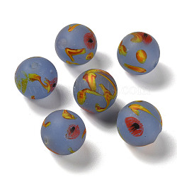 Handmade Frosted Lampwork Beads, Round, Slate Blue, 11.5~12.5mm, Hole: 2~2.5mm(LAMP-C016-04C-08)