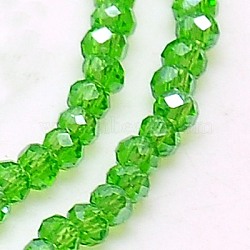 Electroplate Glass Beads Strands, AB Color Plated, Faceted, Rondelle, Green, 2.5x2mm, Hole: 0.8mm, about 168~170pcs/strand, 16.9 inch(EGLA-F003-C16)