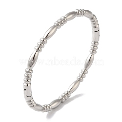 Non-Tarnish 304 Stainless Steel Textured Ring Hinged Bangles for Women, Stainless Steel Color, Inner Diameter: 2-3/8x2 inch(5.95X5.15cm), 4.5mm(BJEW-I315-17P)