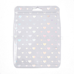 Rectangle Glitter Holographic Plastic Yin-yang Zip Lock Gift Bags, Self Sealing Reclosable Package Pouches for Pen Keychain Watch Storage, White, Heart, 15x10.5x0.02cm, Unilateral Thickness: 2.7 Mil(0.07mm)(OPP-E004-01B-C02)