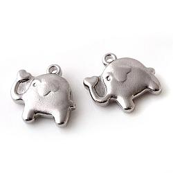 201 Stainless Steel Pendants, Elephant, Stainless Steel Color, 14.5x15x4mm, Hole: 1.5mm(STAS-Q195-72)