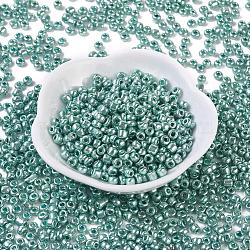 12/0 Glass Seed Beads, Metallic Colours Style, Round, Cyan, 12/0, 2mm, Hole: 1mm, about 30000pcs/pound(SEED-A017-2mm-1119)