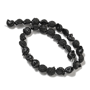 Synthetic Coral Carved Beads Strands, Dyed, Shell Shape, Black, 12.5x11x7.5mm, Hole: 1.2mm, about 30pcs/strand, 13.15''(33.4cm)