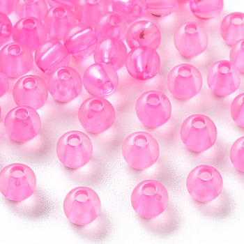 Transparent Acrylic Beads, Round, Pearl Pink, 6x5mm, Hole: 1.8mm, about 4400pcs/500g