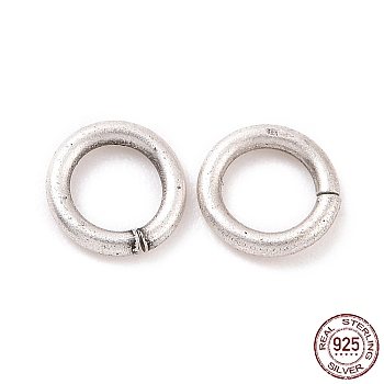 925 Sterling Silver Open Jump Rings, Antique Silver, 4x0.7mm, Inner Diameter: 2.6mm, about 250Pcs/10g