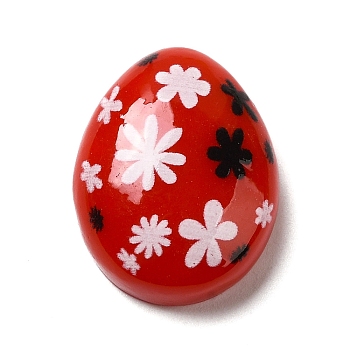 Easter Cartoon Opaque Resin Cabochons, Easter Egg, Cerise, 24.5x19x8.5mm