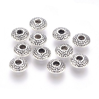 Tibetan Style Alloy Beads, Lead Free & Cadmium Free, Rondelle, Antique Silver, 8x8x3.5mm, Hole: 2mm