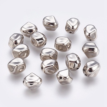 CCB Plastic Beads, Nuggets, Platinum, 11.5x10x11mm, Hole: 1.5mm