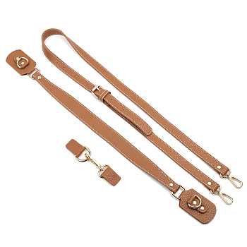 PU Leather Sew on Bag Straps, with Metal Findings, for Bag Replacement Accessories, Camel, 102~120x1.8~2.9cm