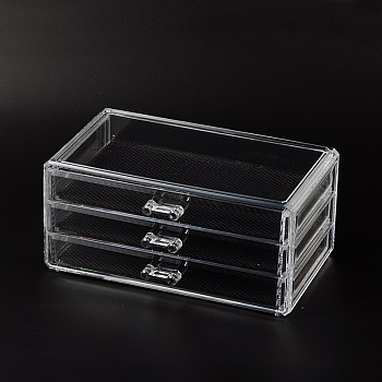 3 Compartments Plastic Jewelry Storage Boxes, Rectangle, Clear, 140x245x110mm